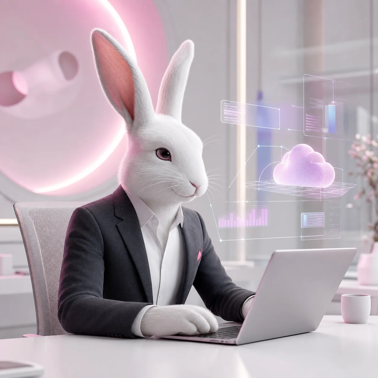 RabbitQR AI and cloud engineer developing secure business technology